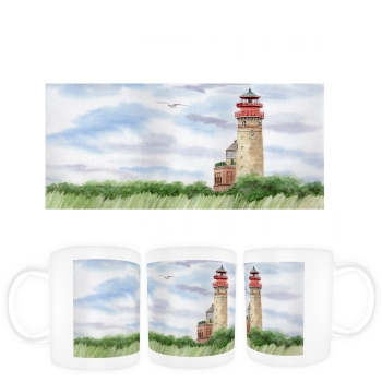 Tasse Becher Kaffeebecher Aquarell Maritim Kunst Druck Kunstdruck Ostsee Leuchtturm Kap Arkona